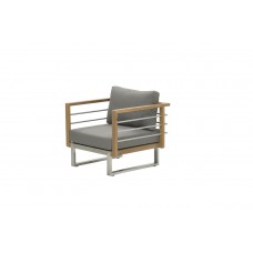 Belerive lounge fauteuil stainless steel/teak/warm grey